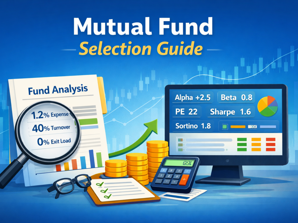 Mutual fund selection guide with key fund ratios and performance metrics