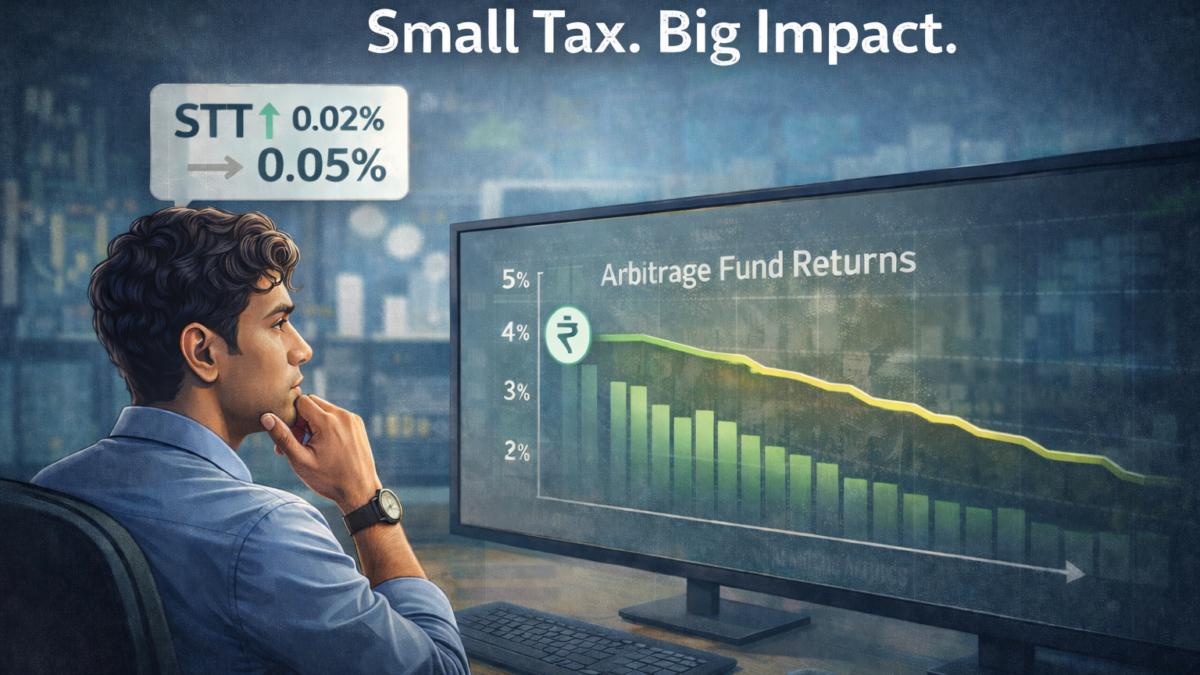 Illustration of an investor observing a small increase in transaction tax and its gradual impact on mutual fund returns