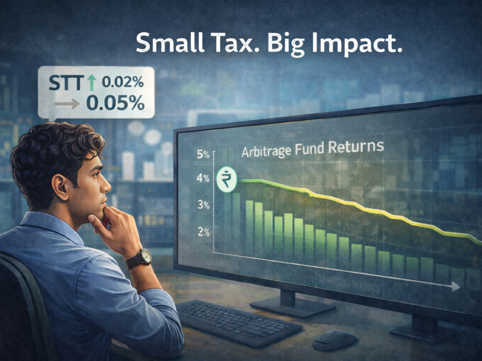 Illustration of an investor observing a small increase in transaction tax and its gradual impact on mutual fund returns