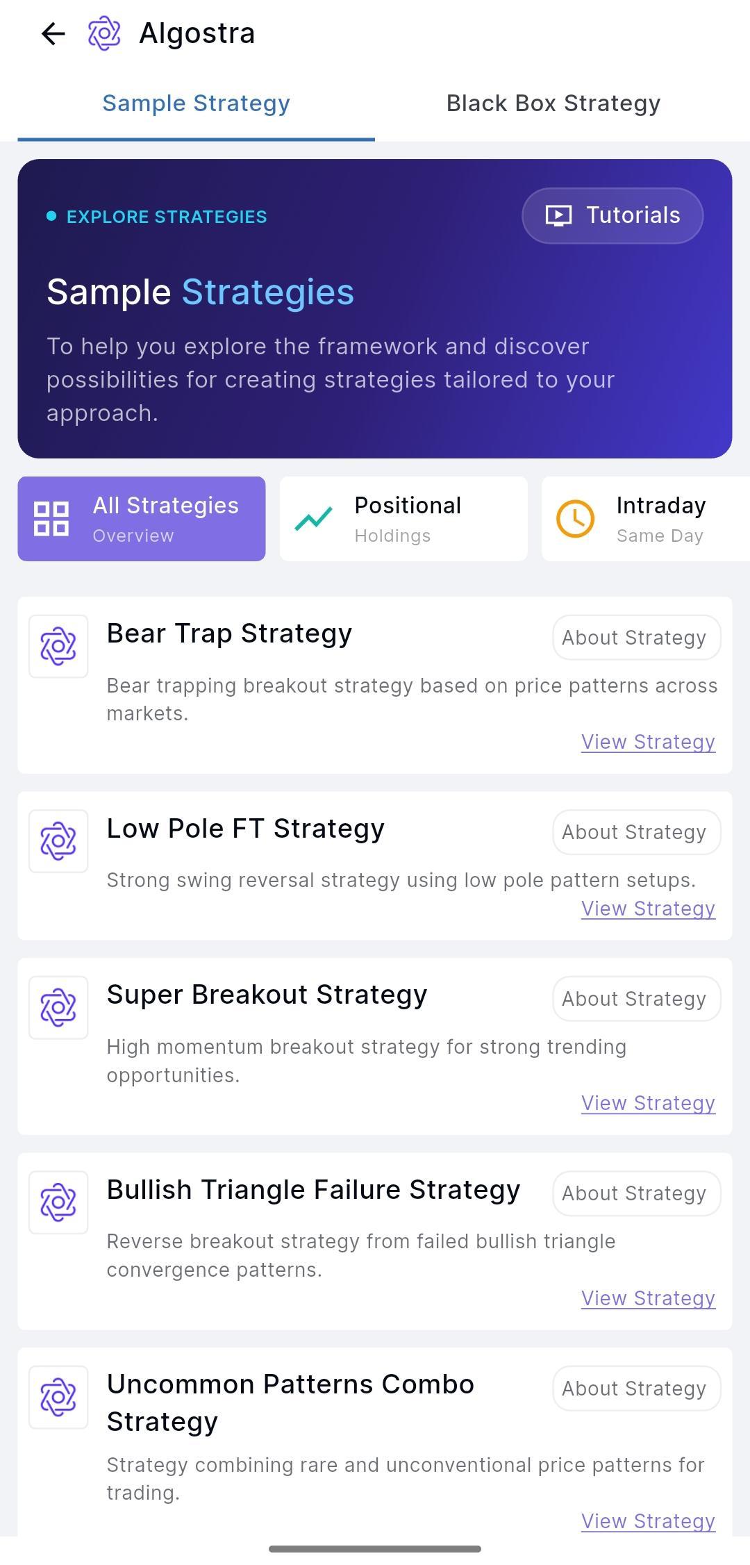 Algostra - Sample Strategy